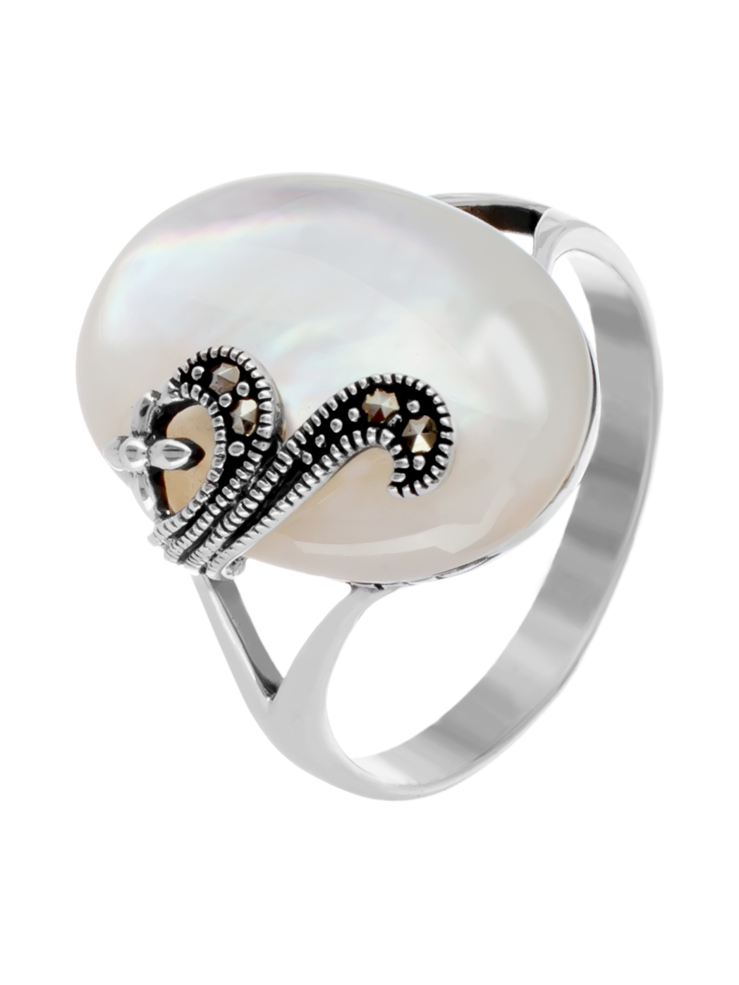 

Кольцо из серебра с марказитом/перламутром р. 18,5 Марказит HR1201, HR1201_марказит, перламутр