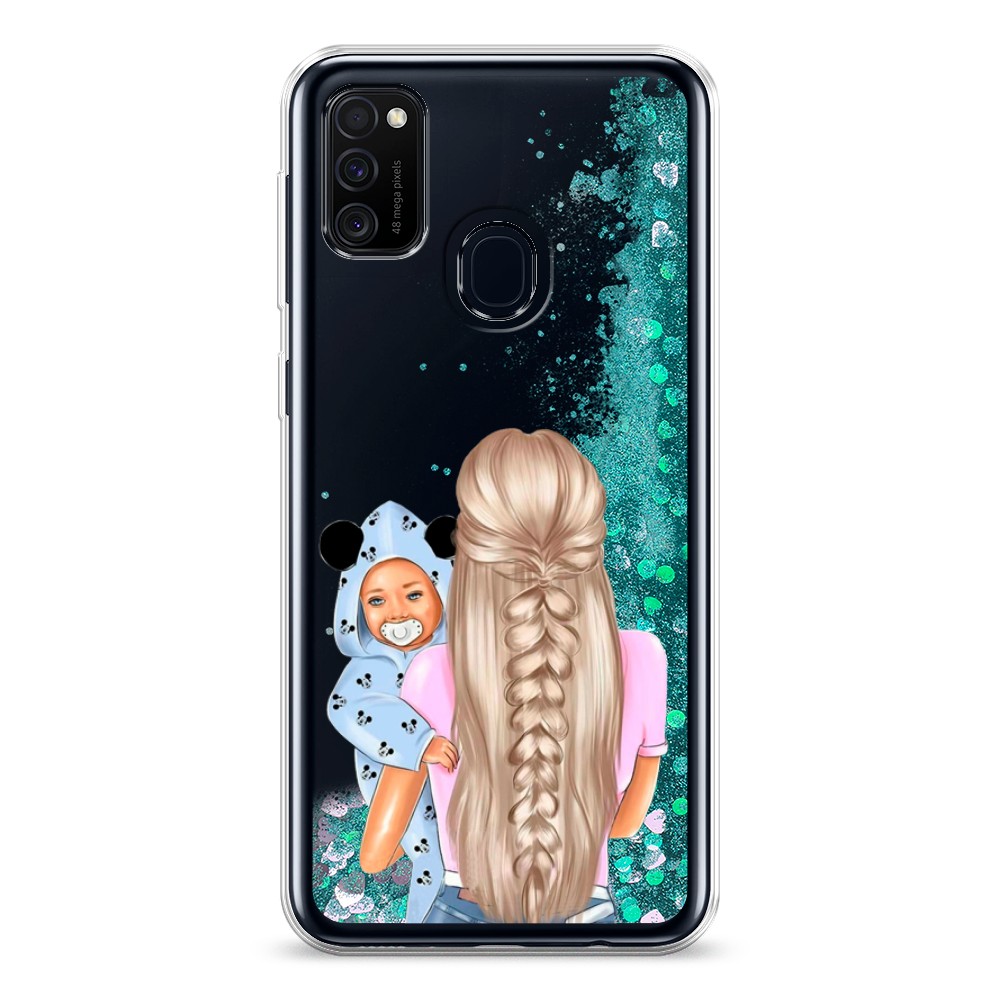 

Жидкий чехол с блестками "Молодая мама" на Samsung Galaxy M21, 29795-1