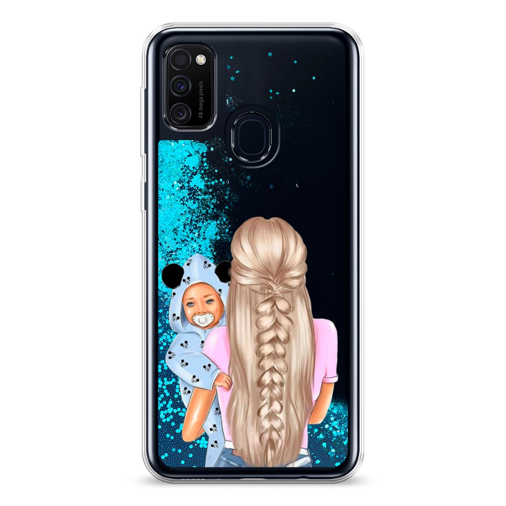 

Жидкий чехол с блестками "Молодая мама" на Samsung Galaxy M21, 29793-1