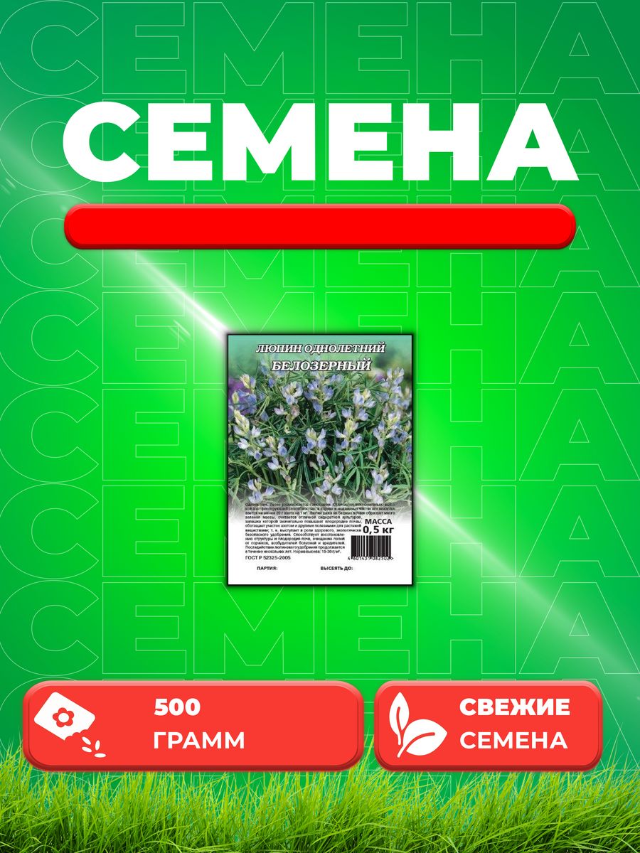 

Семена Люпин однолетний Белозерный 110, 0,5кг, Гавриш