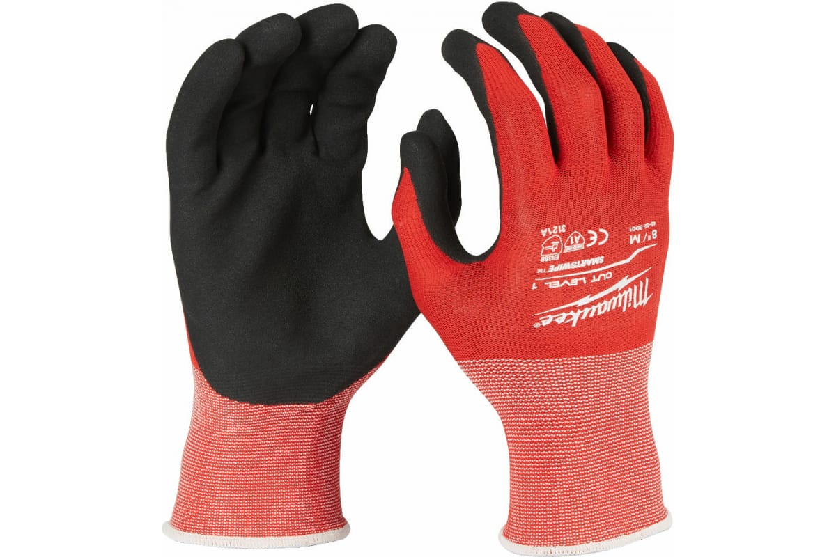 Перчатки рабочие Milwaukee 4932471417 с защитой от порезов уровень 1, размер 9(L) нитриловые рабочие перчатки для защиты от порезов tegera