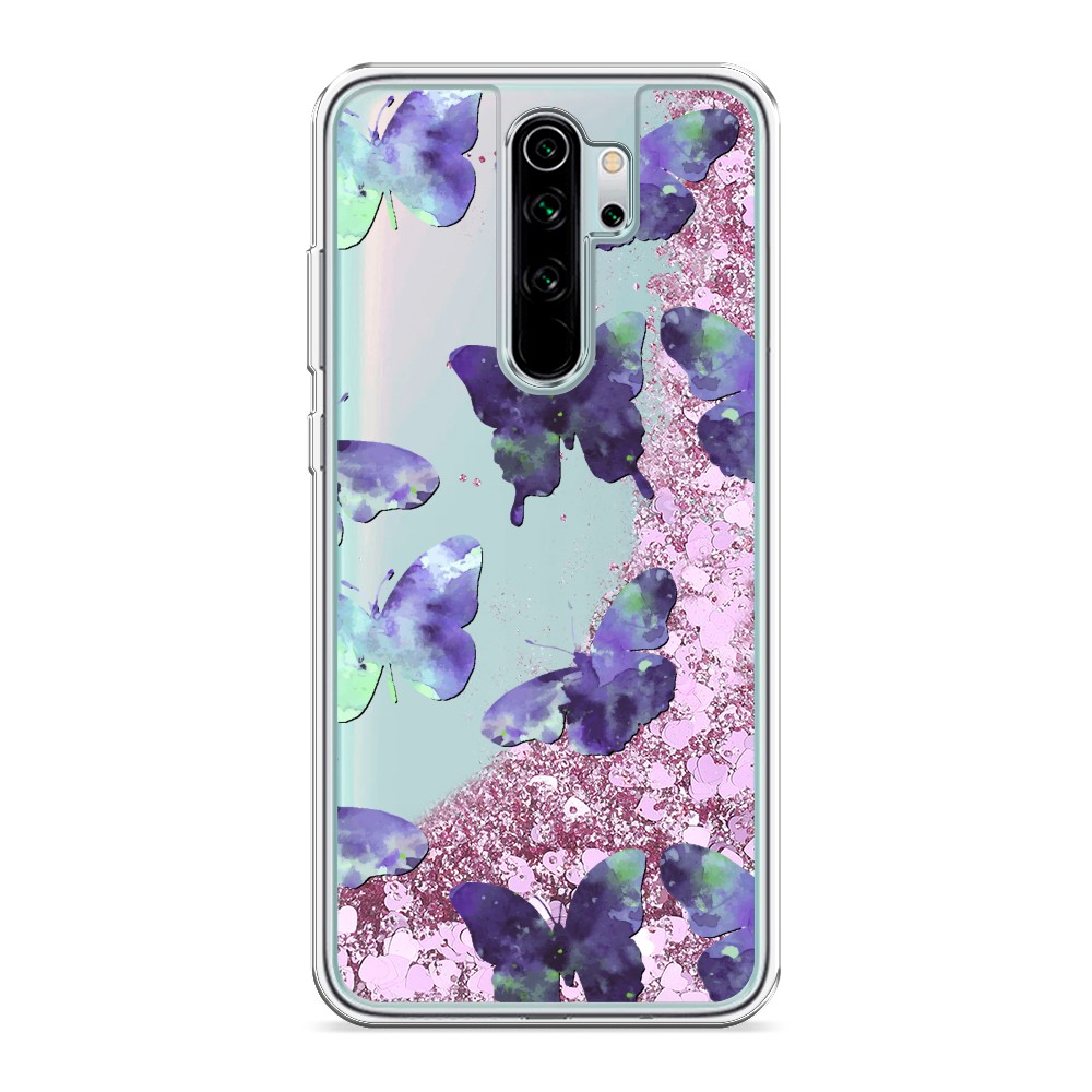 

Жидкий чехол с блестками "Бабочки отпечатки" на Xiaomi Redmi Note 8 Pro