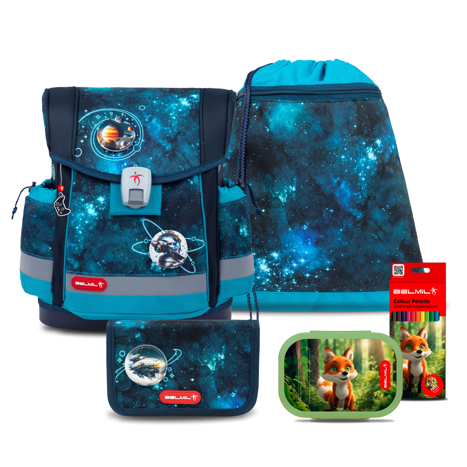 

Школьный ранец Belmil CLASSY PLUS Universe с наполнением серия 405-78-A73-SET, Голубой, CLASSY PLUS "Universe" с наполнением