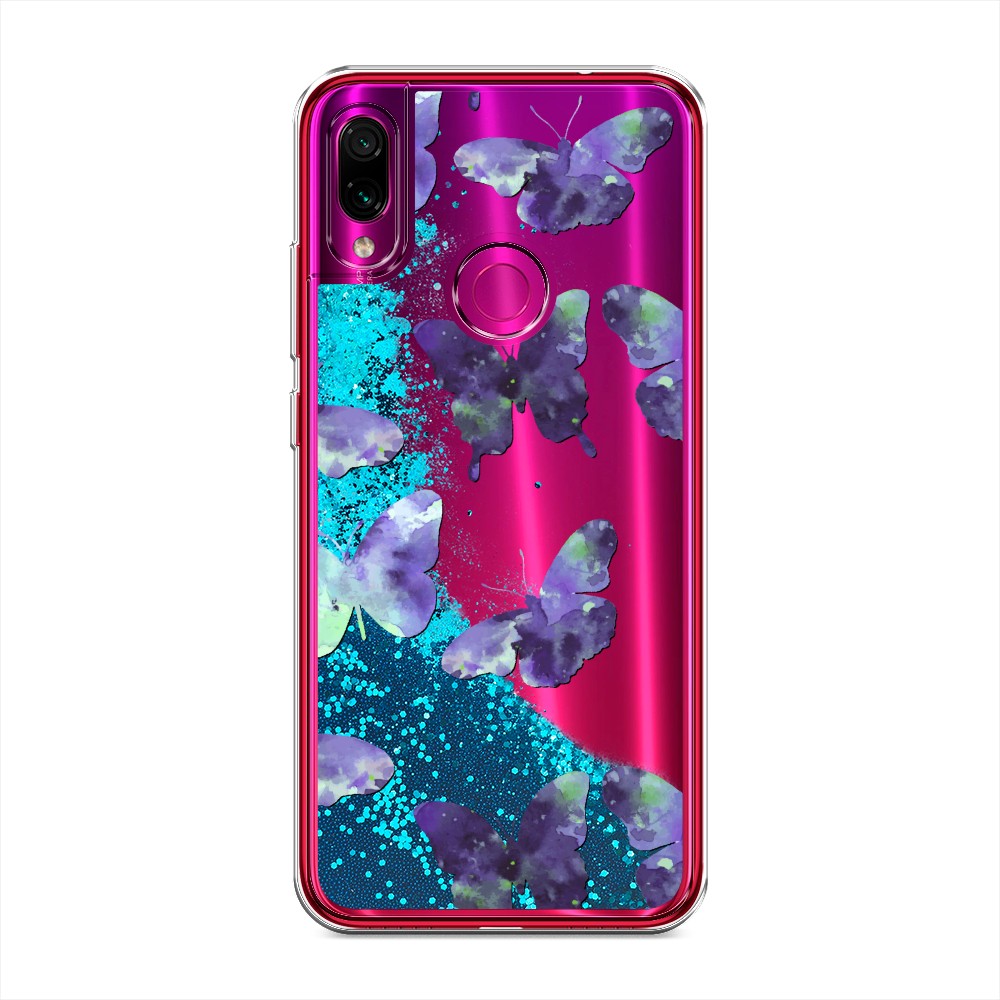 

Жидкий чехол с блестками "Бабочки отпечатки" на Xiaomi Redmi Note 7