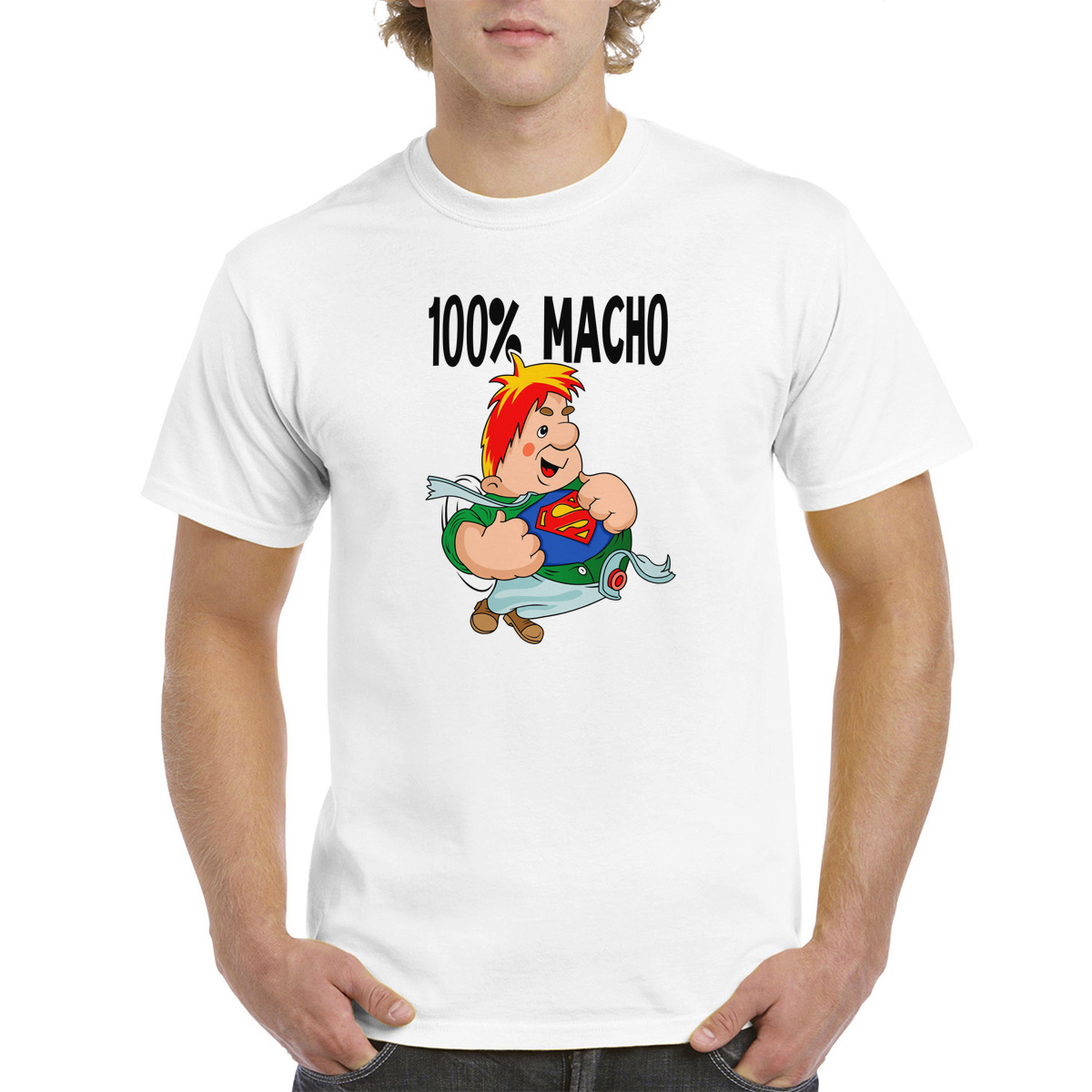 

Футболка CoolPodarok Прикол. 100% мачо, Белый, M0151514