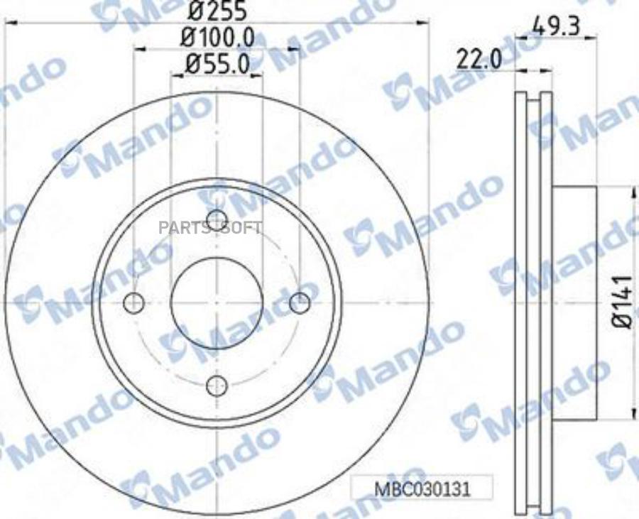 

MANDO Диск тормозной MBC030132, MBC030132