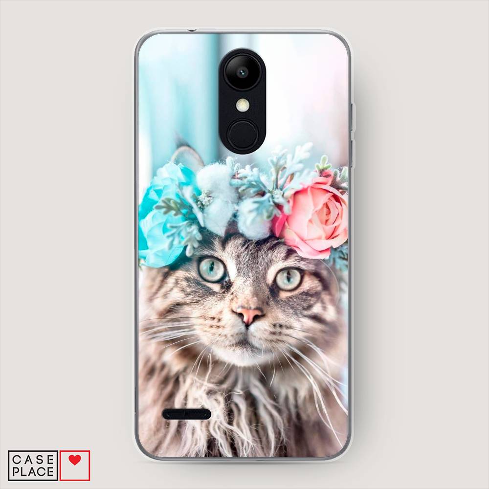 

Чехол Awog на LG K9 (K8 2018) "Кот в венке", Серый;голубой;розовый, 83750-2