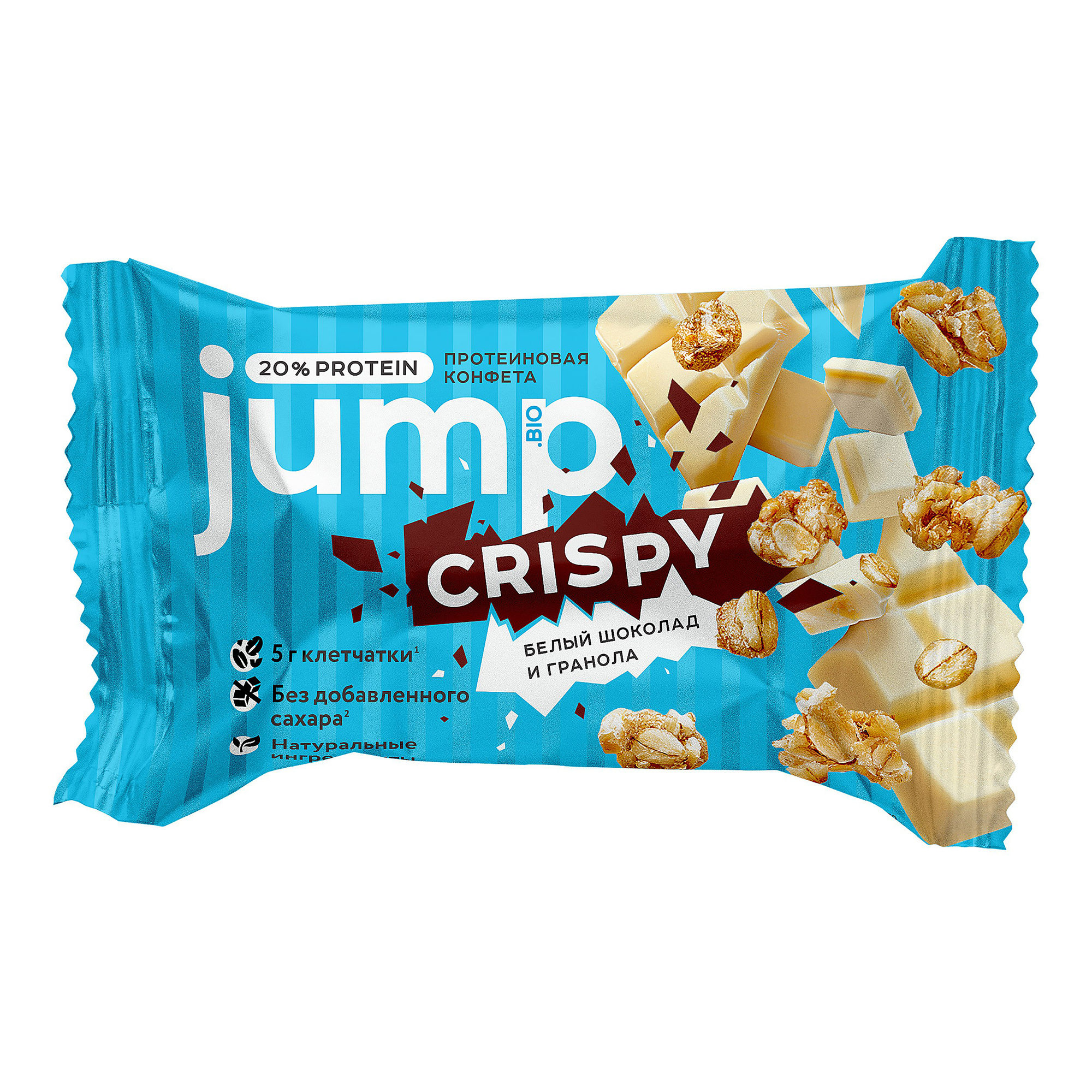 Конфета протеиновая Jump Bio Crispy Белый шоколад-гранола без сахара 30 г