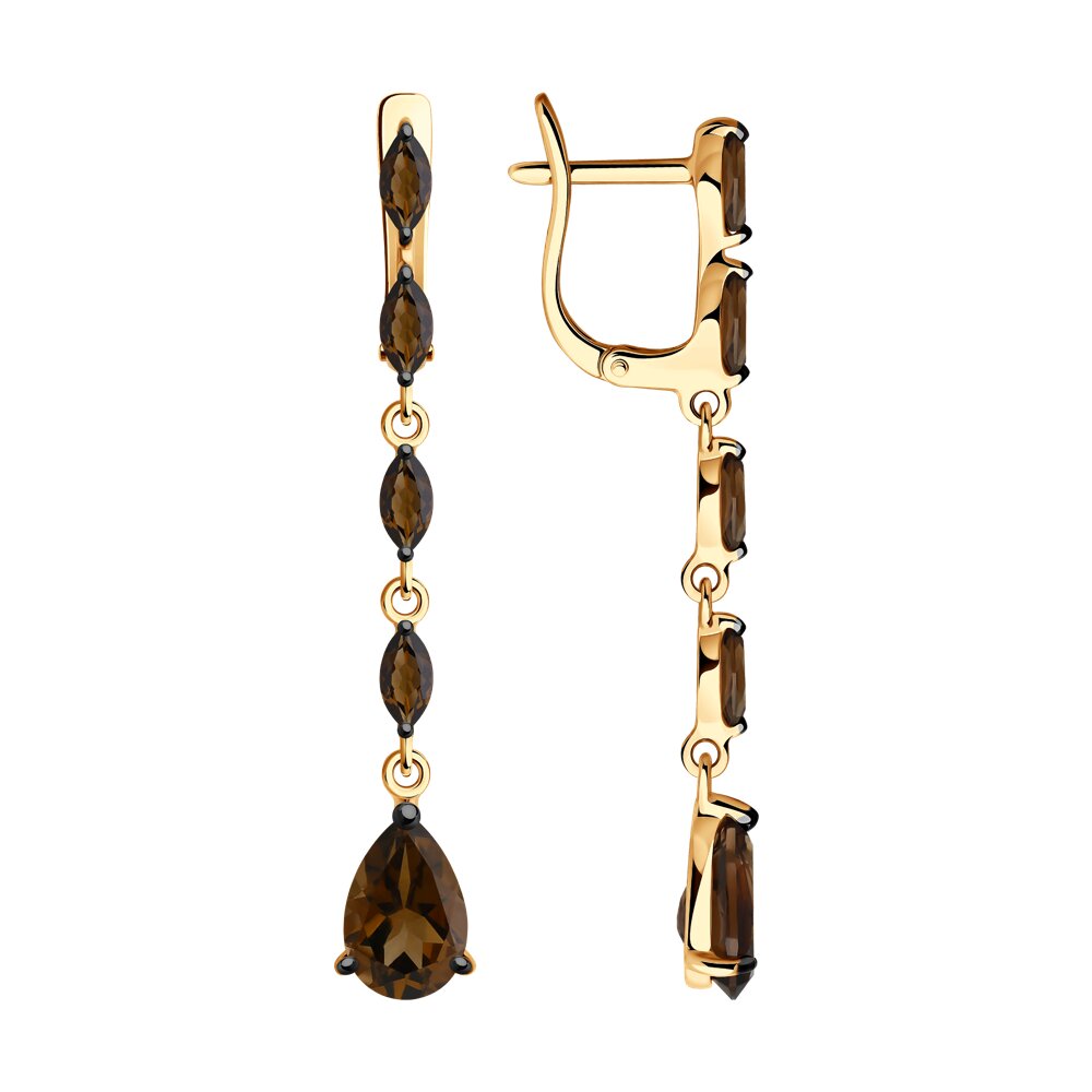 

Серьги подвески из серебра SOKOLOV 92022833, раухтопаз, 92022833