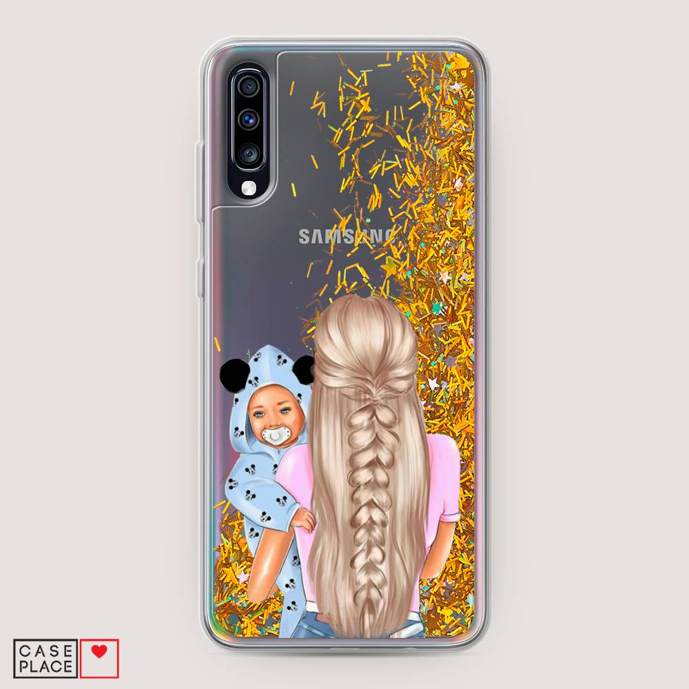 

Жидкий чехол с блестками "Молодая мама" на Samsung Galaxy A70, 28190-1