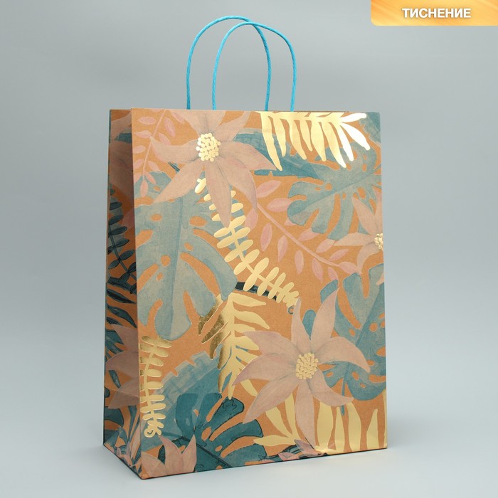 

Дарите Счастье Пакет крафтовый Flowers for you, 39 х 30 х 14 см, Разноцветный