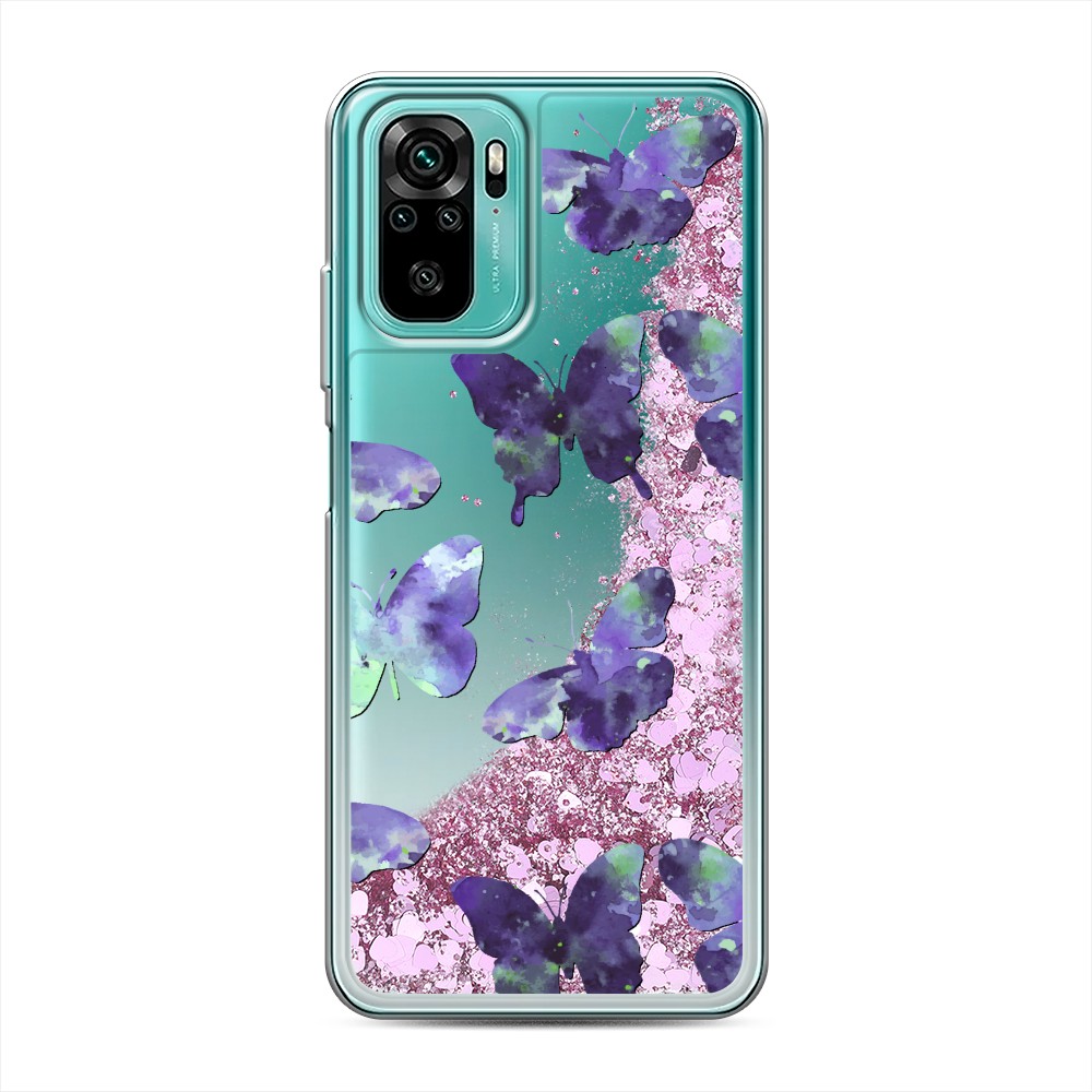 

Жидкий чехол с блестками "Бабочки отпечатки" на Xiaomi Redmi Note 10S
