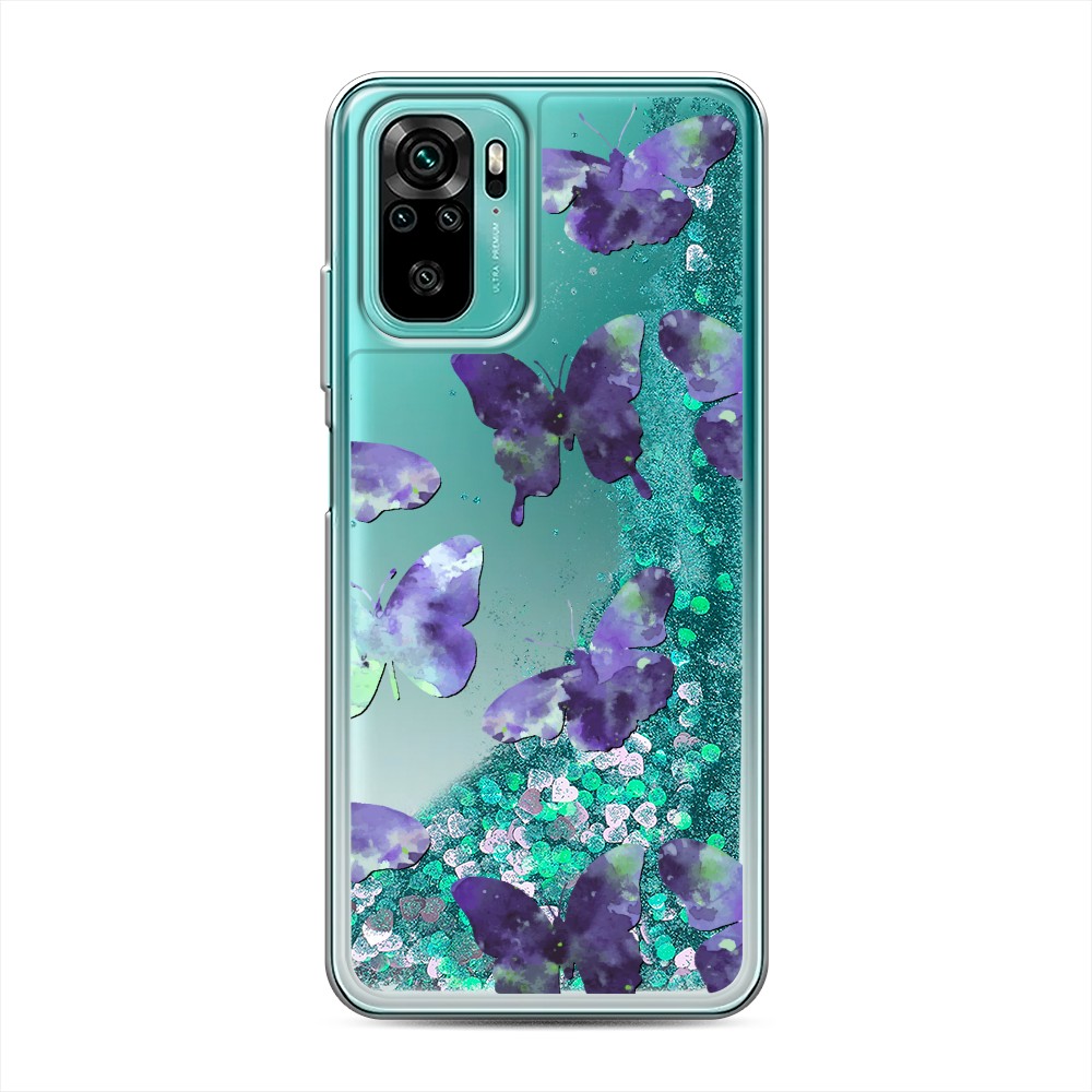 

Жидкий чехол с блестками "Бабочки отпечатки" на Xiaomi Redmi Note 10