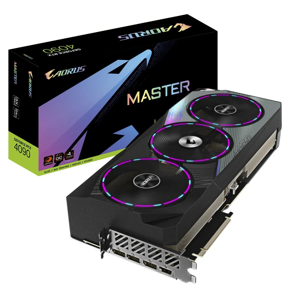 фото Видеокарта gigabyte aorus nvidia geforce rtx 4090 master 24 гб (gv-n4090wf3-24gd)