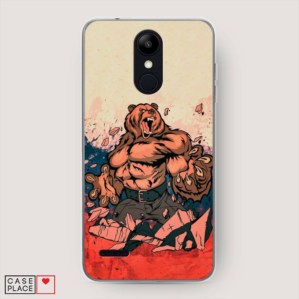 

Чехол Awog на LG K9 (K8 2018) "Медведь с флагом РФ", Коричневый;синий;красный, 83750-2