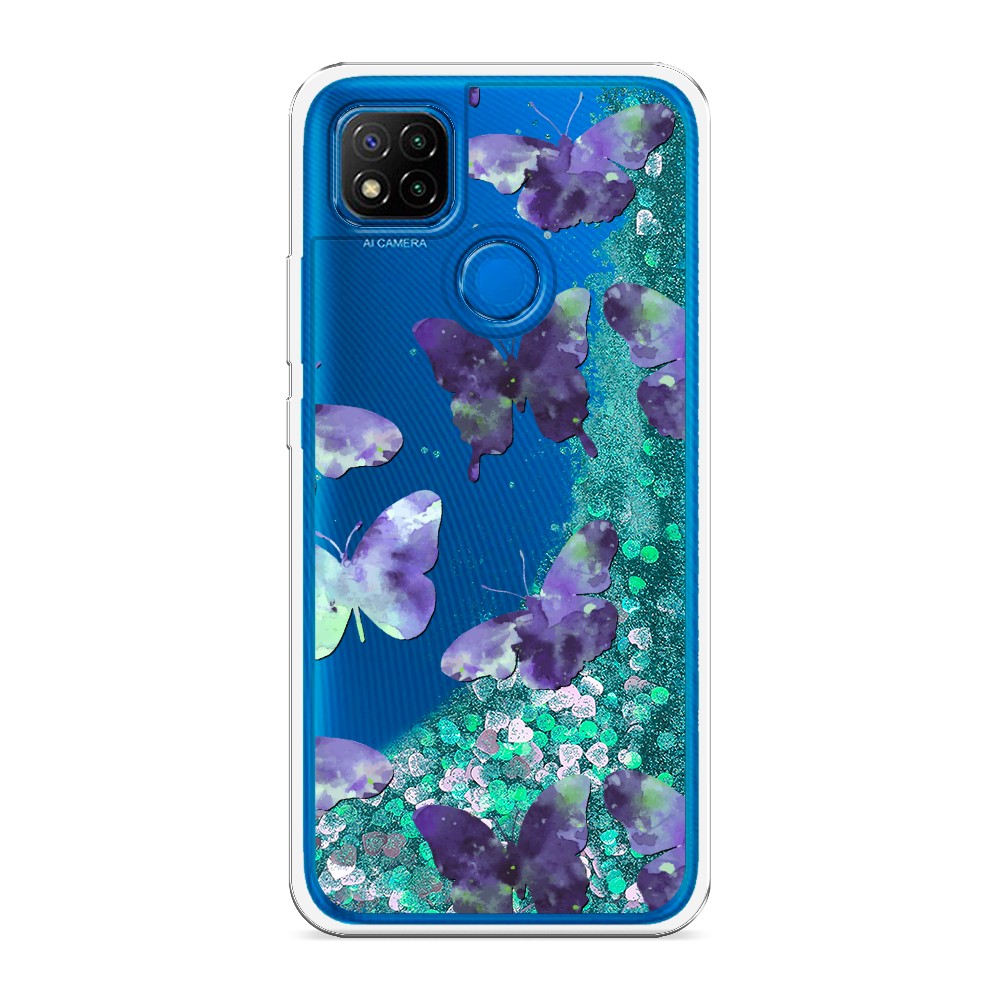 

Жидкий чехол с блестками "Бабочки отпечатки" на Xiaomi Redmi 9C