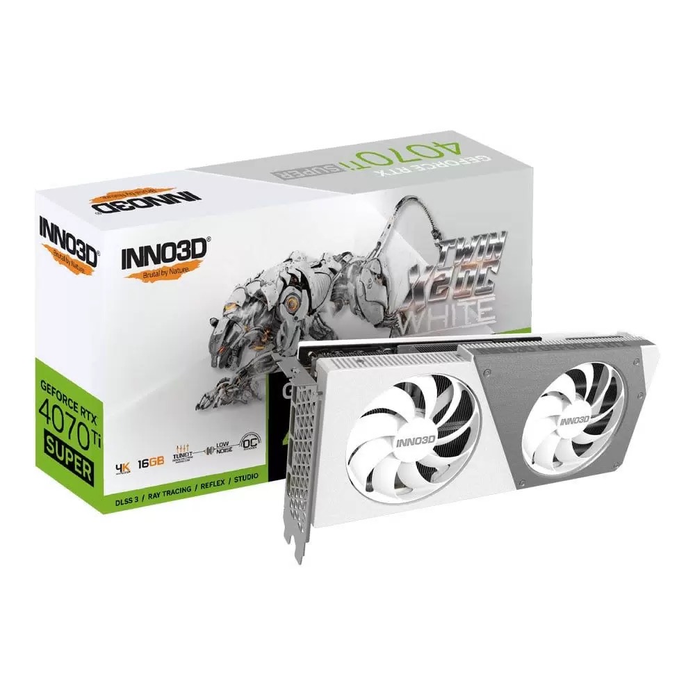 

Видеокарта Inno3D NVIDIA GeForce RTX 4070 Ti Super Twin X2 OC (N407TS2-166XX-186156W), Белый, GeForce RTX 4070 Ti Super Twin X2 OC