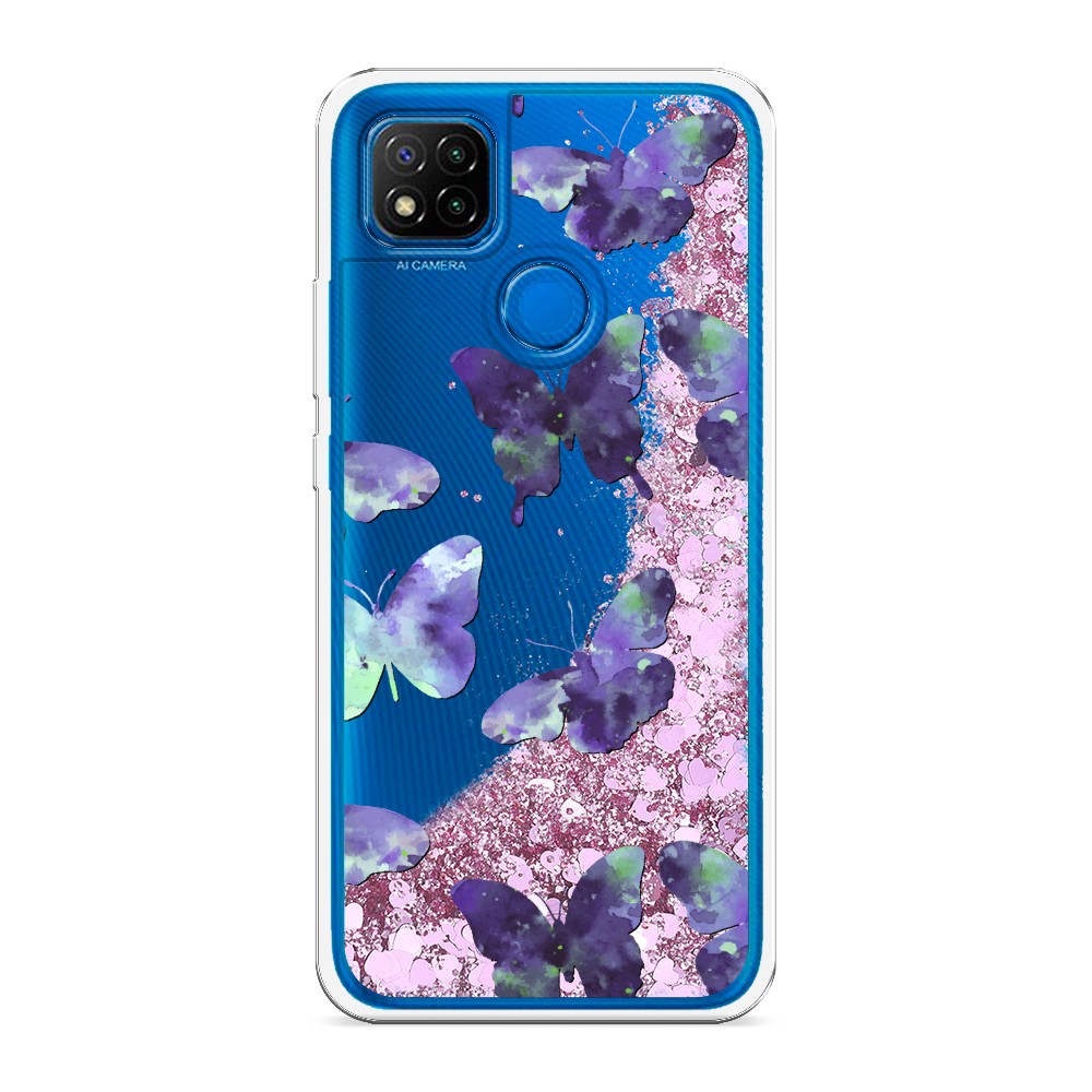 

Жидкий чехол с блестками "Бабочки отпечатки" на Xiaomi Redmi 9C