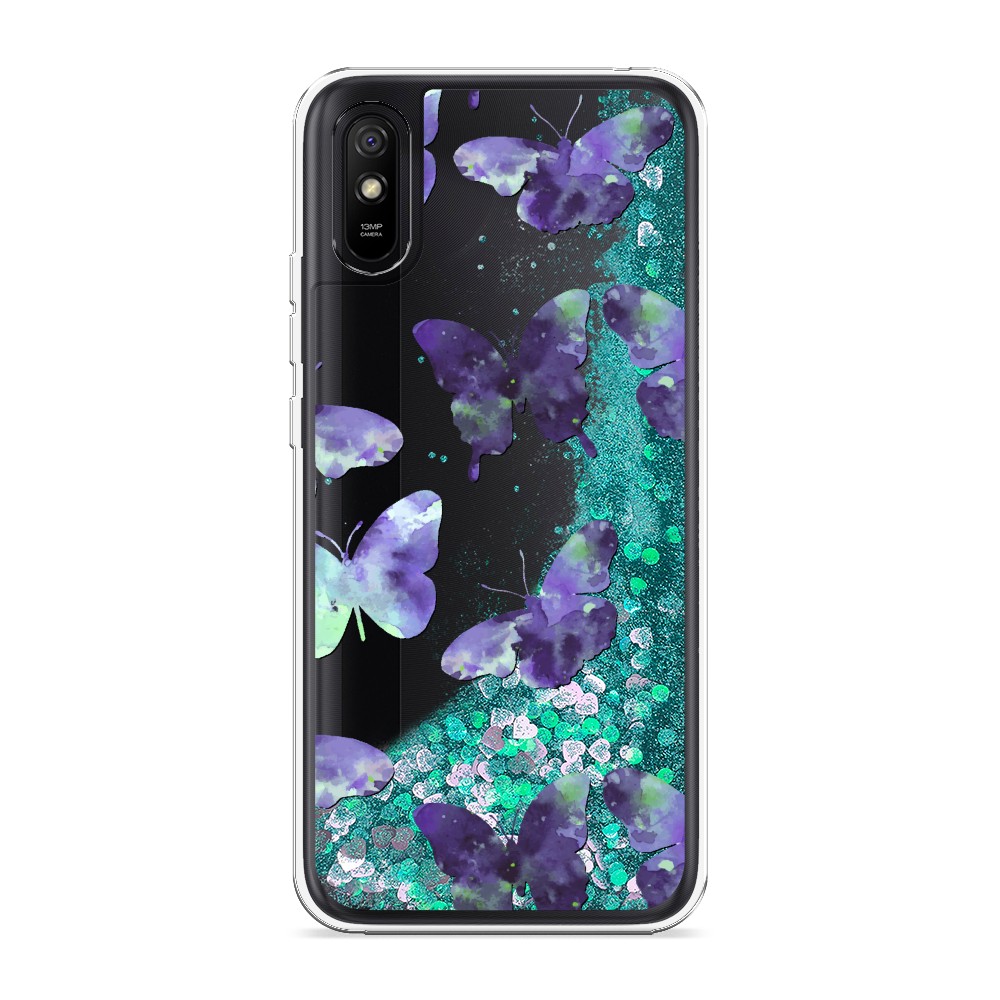 

Жидкий чехол с блестками "Бабочки отпечатки" на Xiaomi Redmi 9A