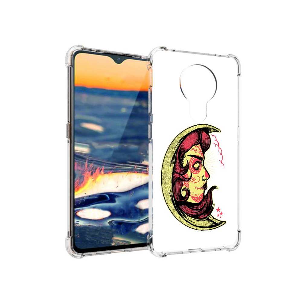 

Чехол MyPads Tocco для Nokia 5.3 желтый полумесяц с лицом девушки (PT227052.106.346), Прозрачный, Tocco