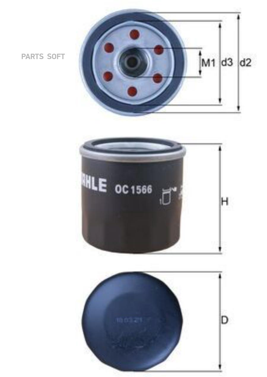 

MAHLE Фильтр масл.RENAULT DUSTER 1.6 2017, OC1566
