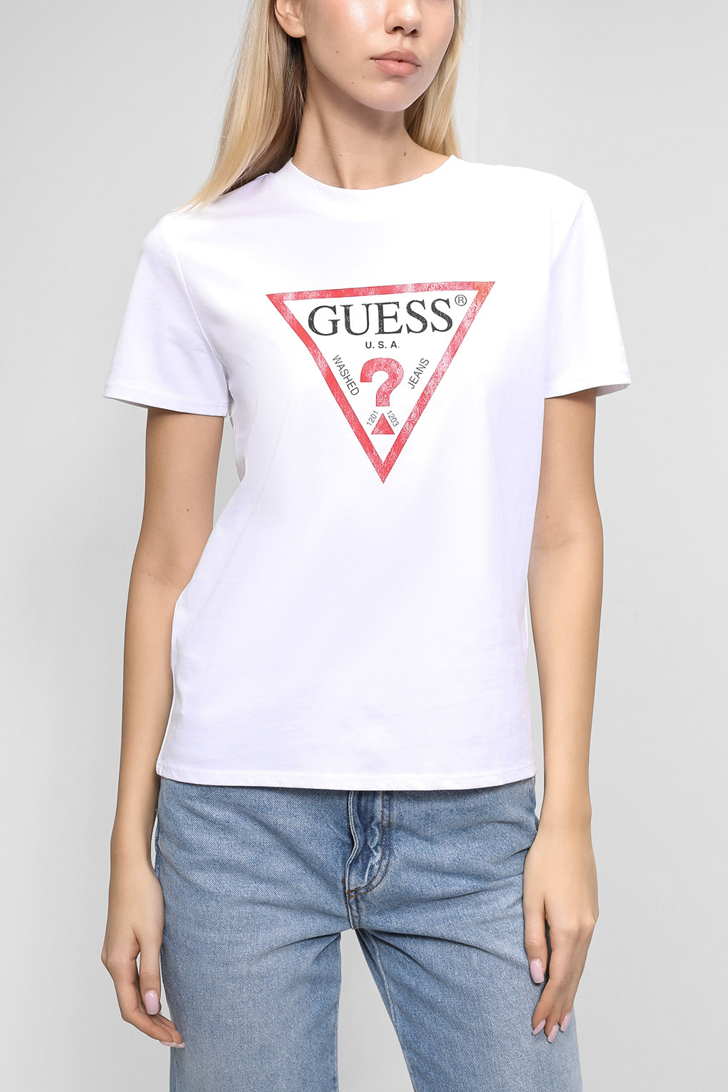 

Футболка женская Guess Jeans W2BI69 K8FQ1 белая L, W2BI69 K8FQ1