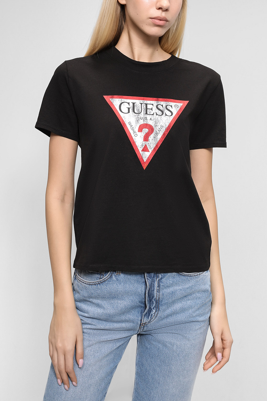 

Футболка женская Guess Jeans W2BI69 K8FQ1 черная S, W2BI69 K8FQ1