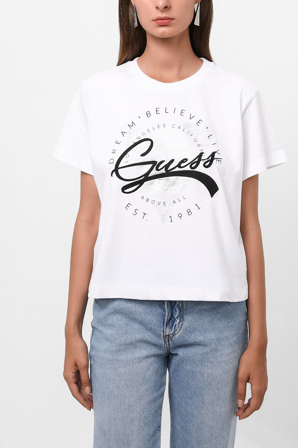 

Футболка женская Guess Jeans W2BI18 K8FQ4 белая L, W2BI18 K8FQ4