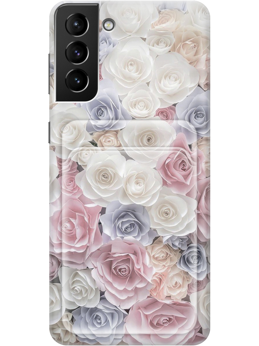 

Силиконовый чехол на Samsung Galaxy S21+ с рисунком "Пастельные розы", Белый;розовый;серый, 20012054