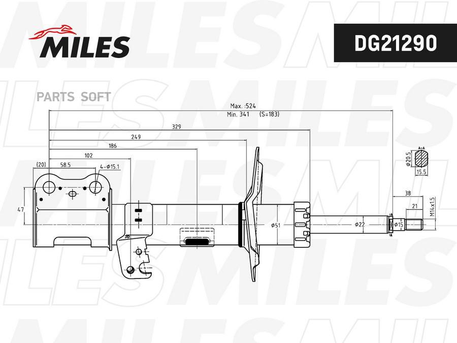 

MILES Амортизатор передний правый TOYOTA COROLLA 02- KYB 334323 DG21290