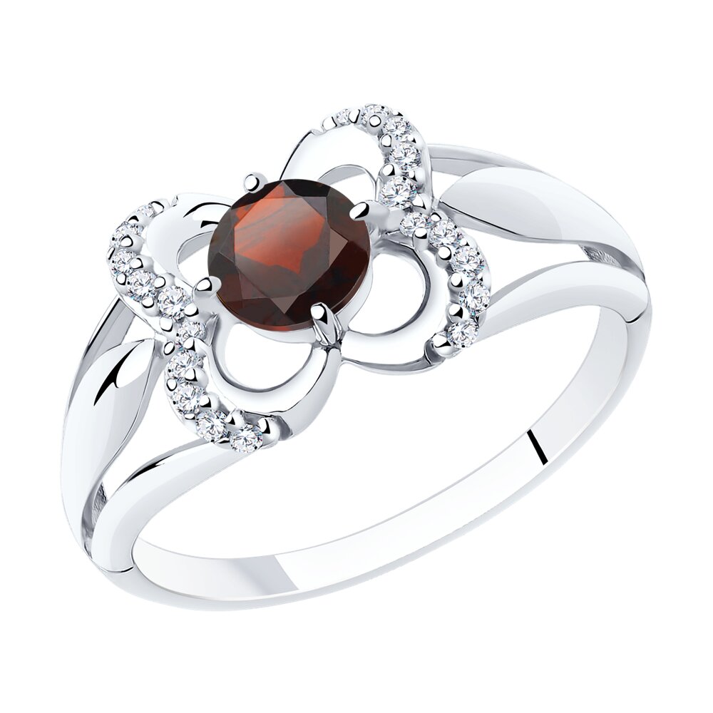 

Кольцо из серебра р. , Diamant 94-310-00381-2, фианит, гранат, 94-310-00381-2
