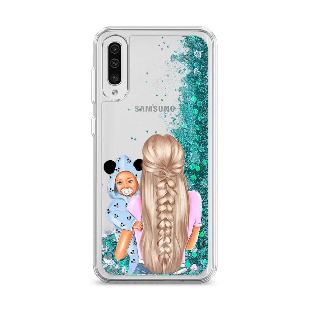 

Жидкий чехол с блестками "Молодая мама" на Samsung Galaxy A50, 27795-1
