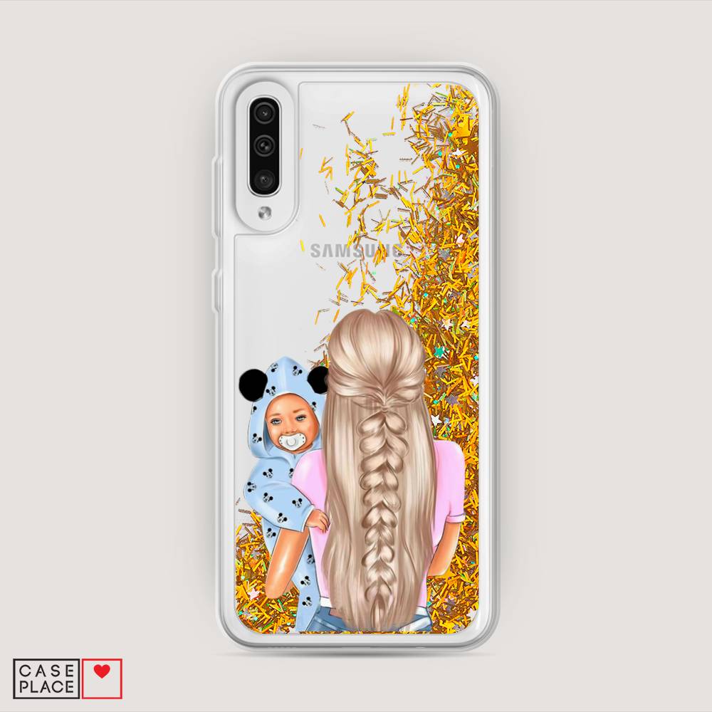 

Жидкий чехол с блестками "Молодая мама" на Samsung Galaxy A50, 27790-1