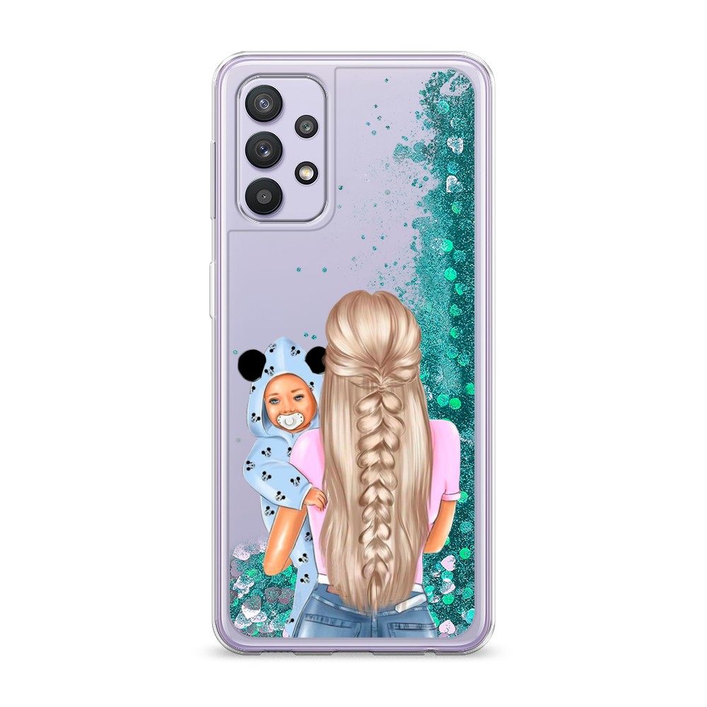 

Жидкий чехол с блестками "Молодая мама" на Samsung Galaxy A32, 2102095-1