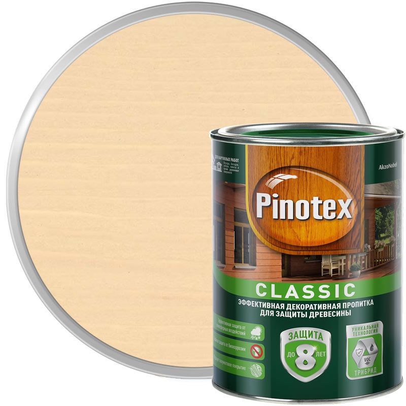 

Пропитка декоративная для защиты древесины Pinotex Classic AWB светлый дуб 1 л.