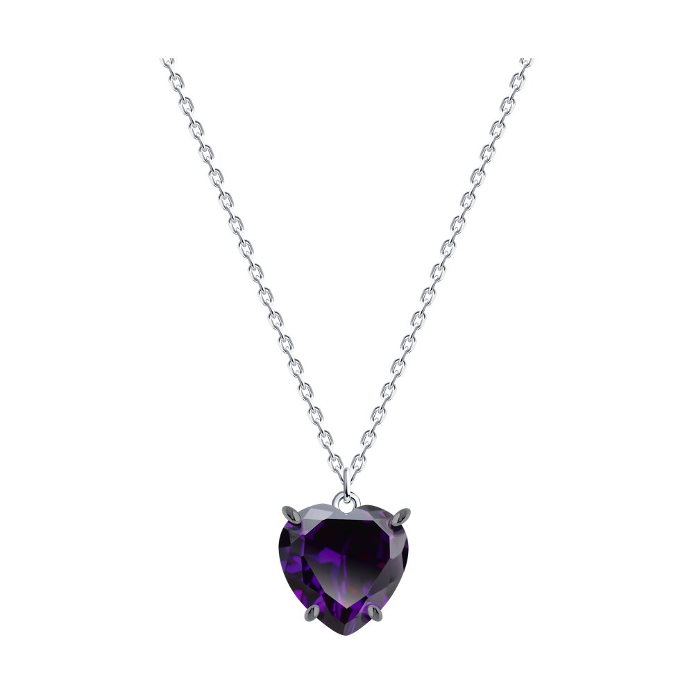 

Колье из серебра 38/42 см SOKOLOV 94071087, фианит, 94071087