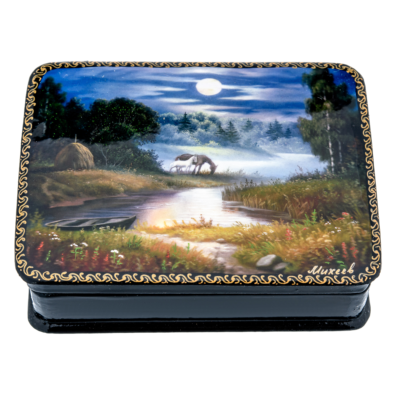 

Шкатулка с художественной росписью «Запруда. Полночь»