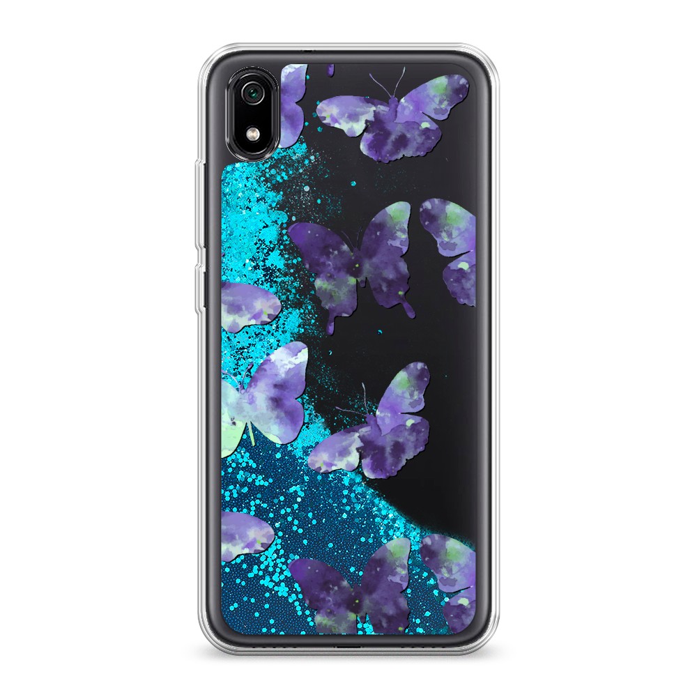 фото Жидкий чехол с блестками "бабочки отпечатки" на xiaomi redmi 7a awog