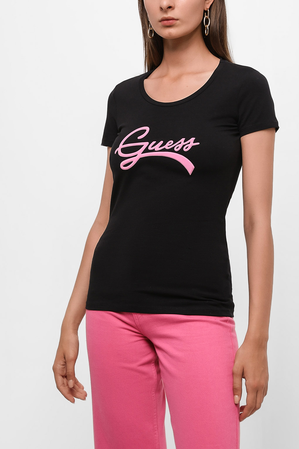 

Футболка женская Guess Jeans W2BI66 J1311 черная M, W2BI66 J1311