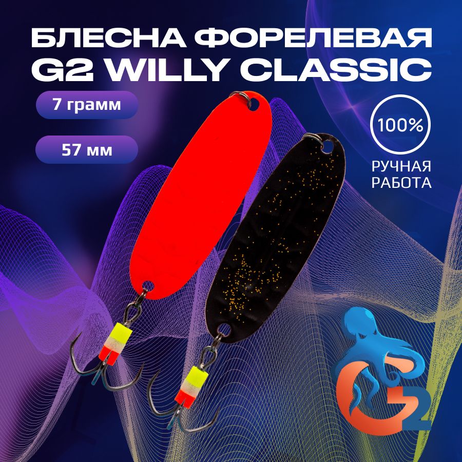 Зимняя блесна ручной работы на форель G2 Willy Bubble 7 гр 57 мм цвет uv05