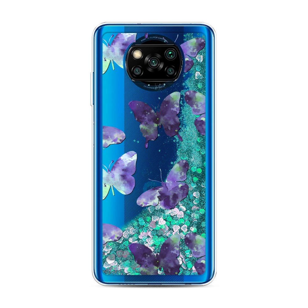 

Жидкий чехол с блестками "Бабочки отпечатки" на Xiaomi Poco X3 NFC, 39295-1
