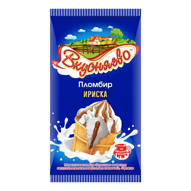 

Мороженое пломбир Вкусняево со вкусом ириски 12% БЗМЖ 75 г