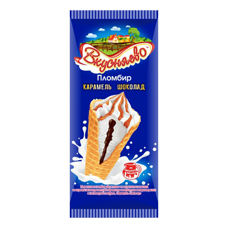 

Мороженое пломбир Вкусняево карамель-шоколад 12% БЗМЖ 100 г