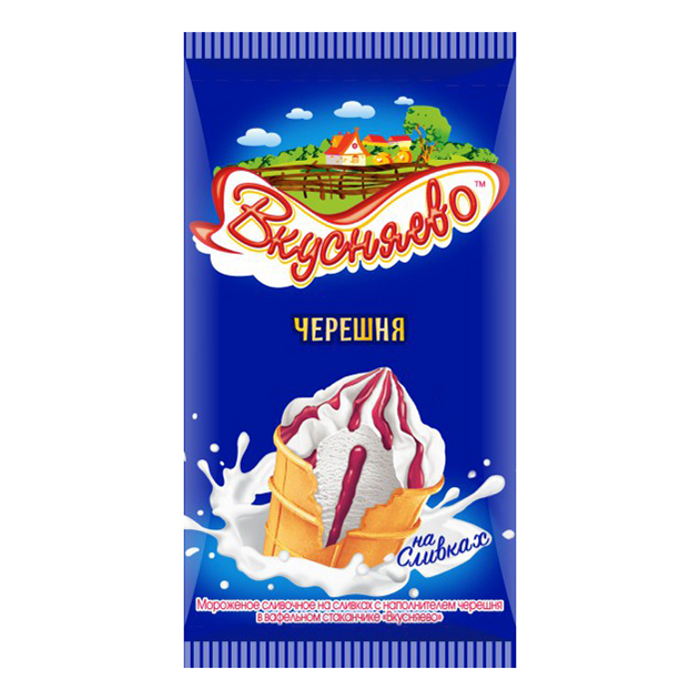 

Мороженое сливочное Вкусняево с черешней 8% БЗМЖ 75 г