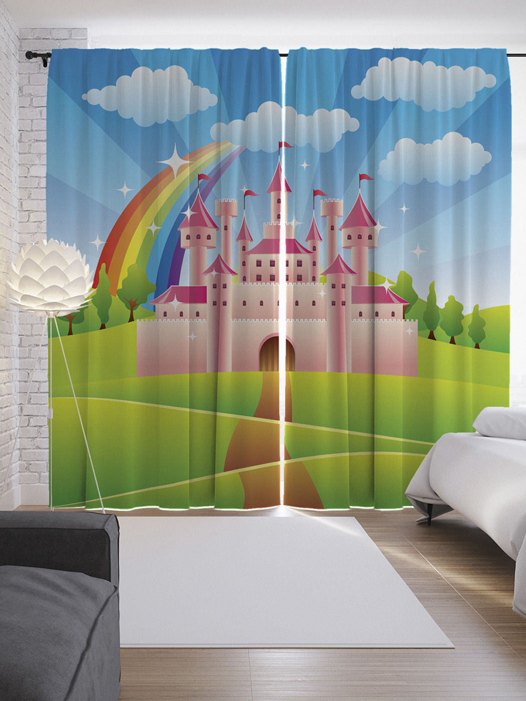 

Шторы с фотопечатью "Радужное королевство" из сатена, 290х265 см