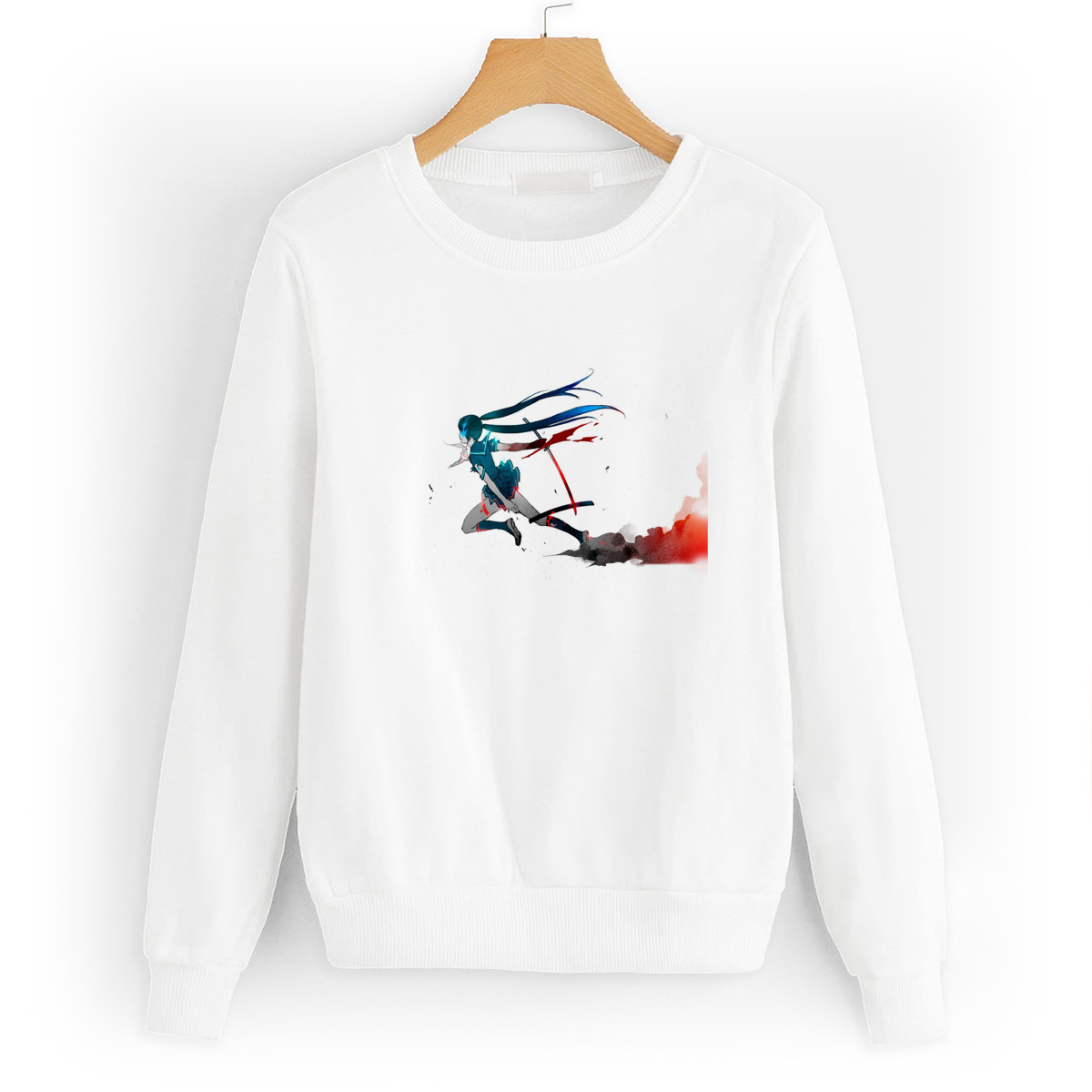 

Свитшот белый CoolPodarok Футболка Аниме Девушка с катаной белый фон, 8W042567
