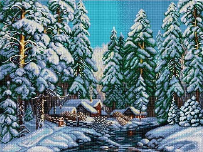 

Схемы для вышивания бисером Таежная зима 1461, 45x60 см от