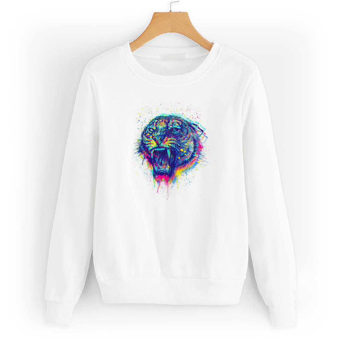 

Свитшот белый CoolPodarok Тигр красочный арт, 0W015675