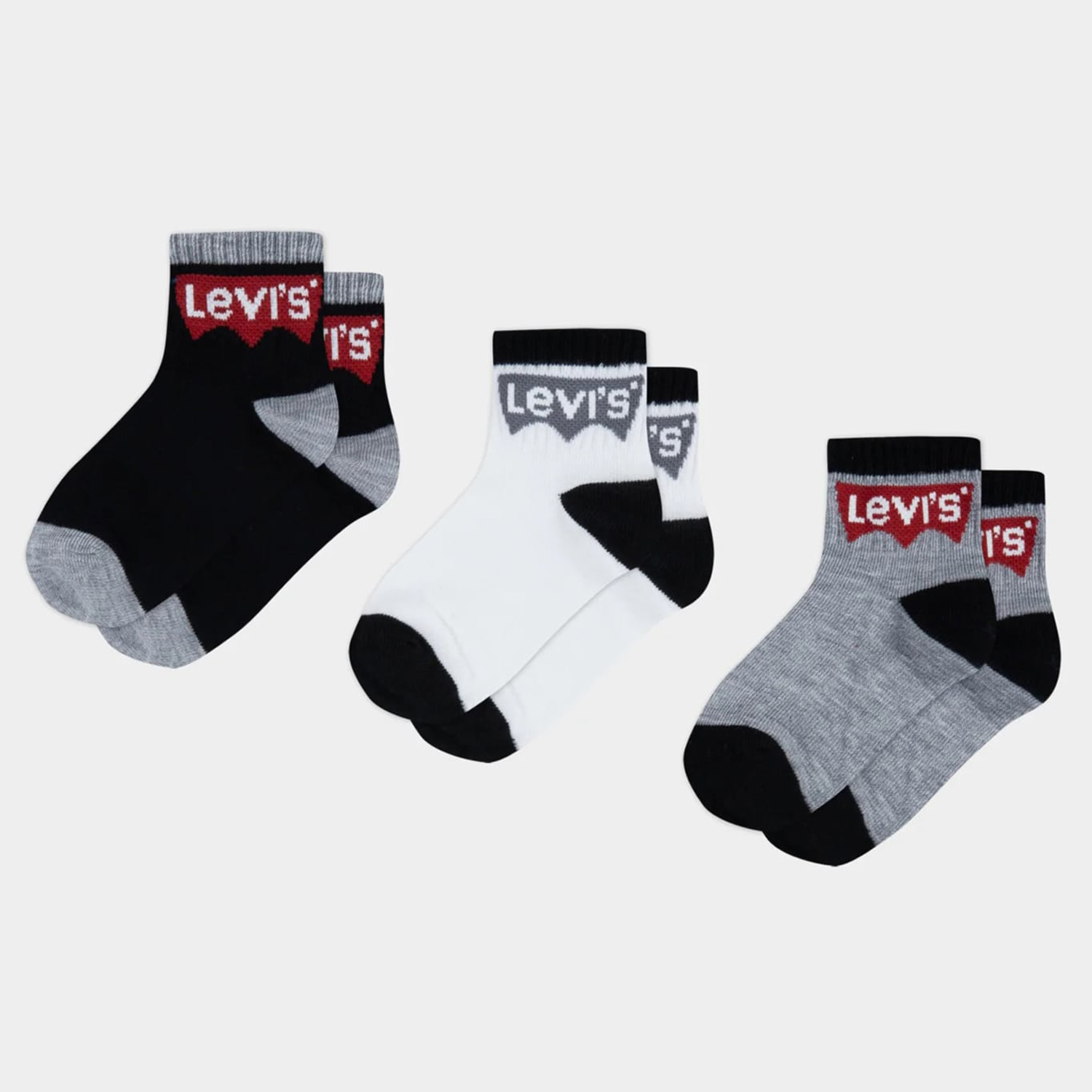 Носки Levi’s Kids детские, чёрные-023, размер EU 9-11, RU 16,1-17,6, XL0078, 3 пары