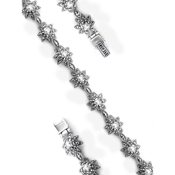 

Браслет из серебра с марказитом/жемчугом р. 20 Марказит BR0289, BR0289_марказит, жемчуг